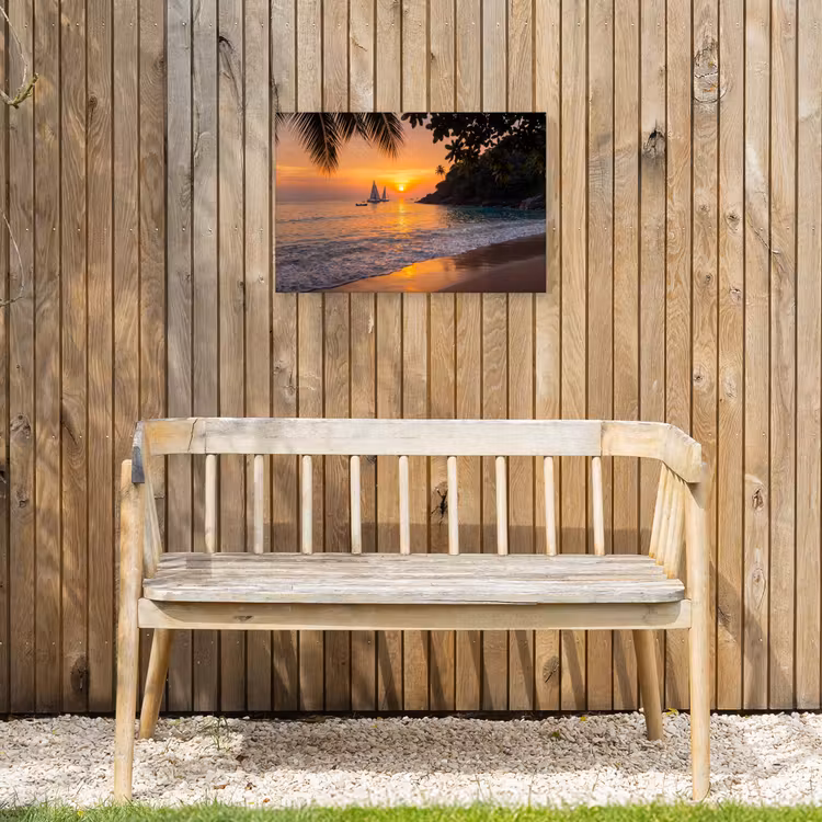 Buiten canvas - Zee - Zonsondergang - Boot - Natuur - Oranje — 3