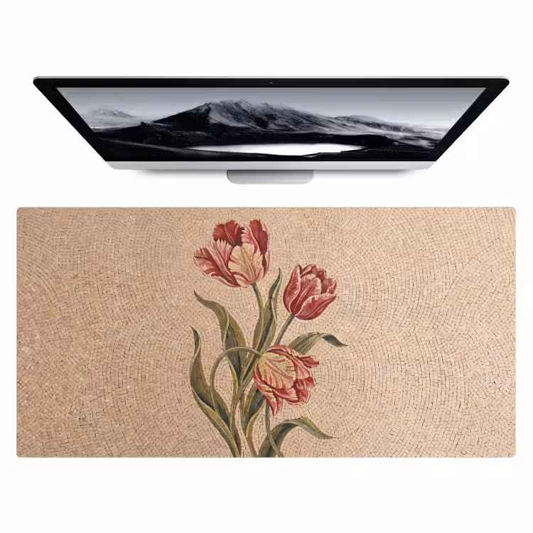 Bureau onderlegger - Bloemen - Mozaïek - Rood - Groen - Kunst — 1