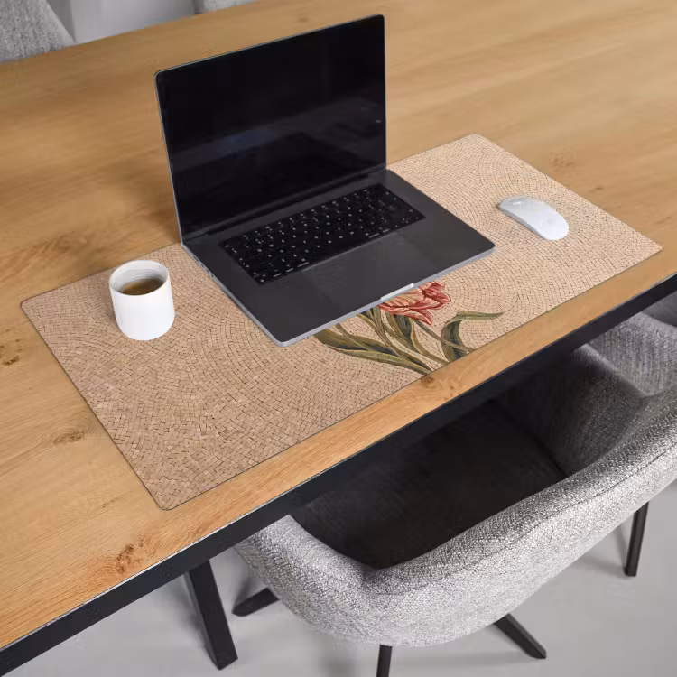 Bureau onderlegger - Bloemen - Mozaïek - Rood - Groen - Kunst — 3