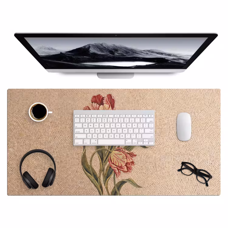 Bureau onderlegger - Bloemen - Mozaïek - Rood - Groen - Kunst — 4