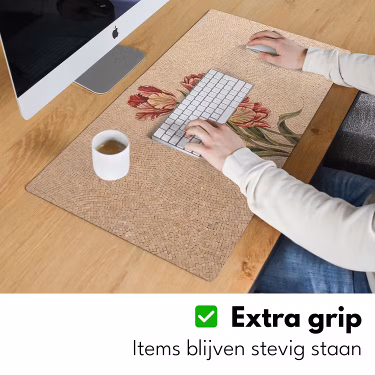 Bureau onderlegger - Bloemen - Mozaïek - Rood - Groen - Kunst — 6