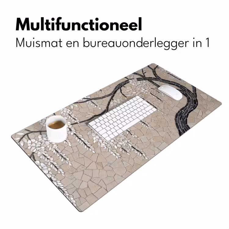 Bureau onderlegger - Boom - Bloemen - Mozaïek - Kunst - Wit — 7