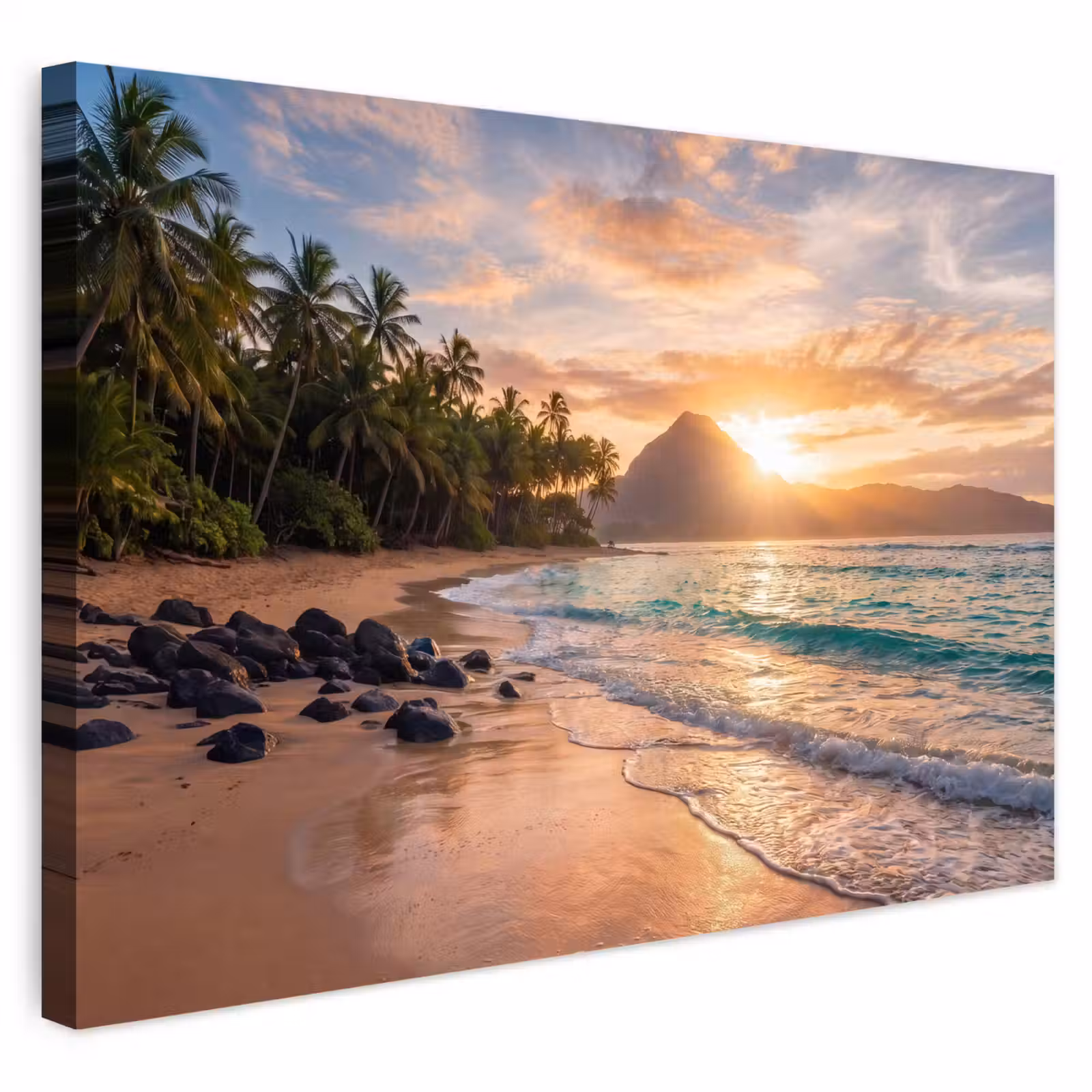 Buiten canvas - Zee - Berg - Landschap - Tropisch - Goud — 1