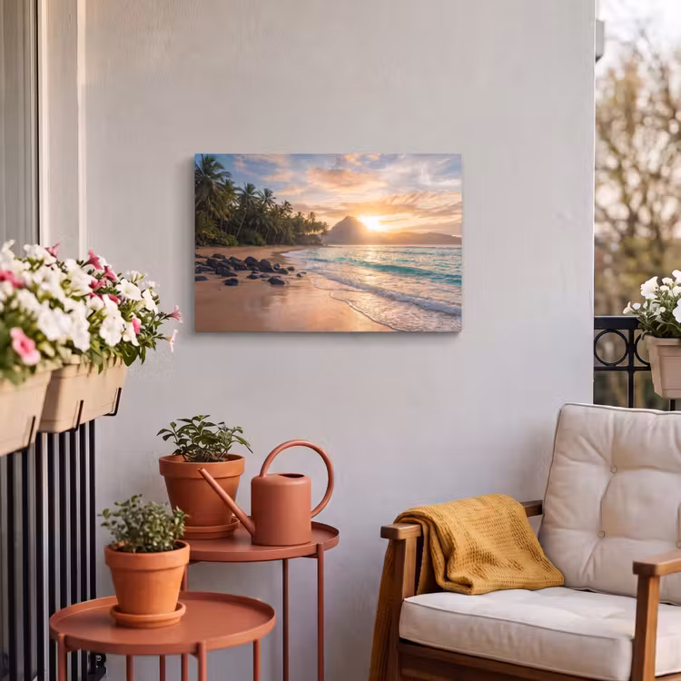 Buiten canvas - Zee - Berg - Landschap - Tropisch - Goud — 4