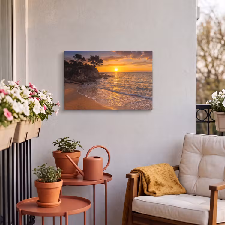 Buiten canvas - Zee - Kust - Zonsondergang - Natuur - Oranje — 3