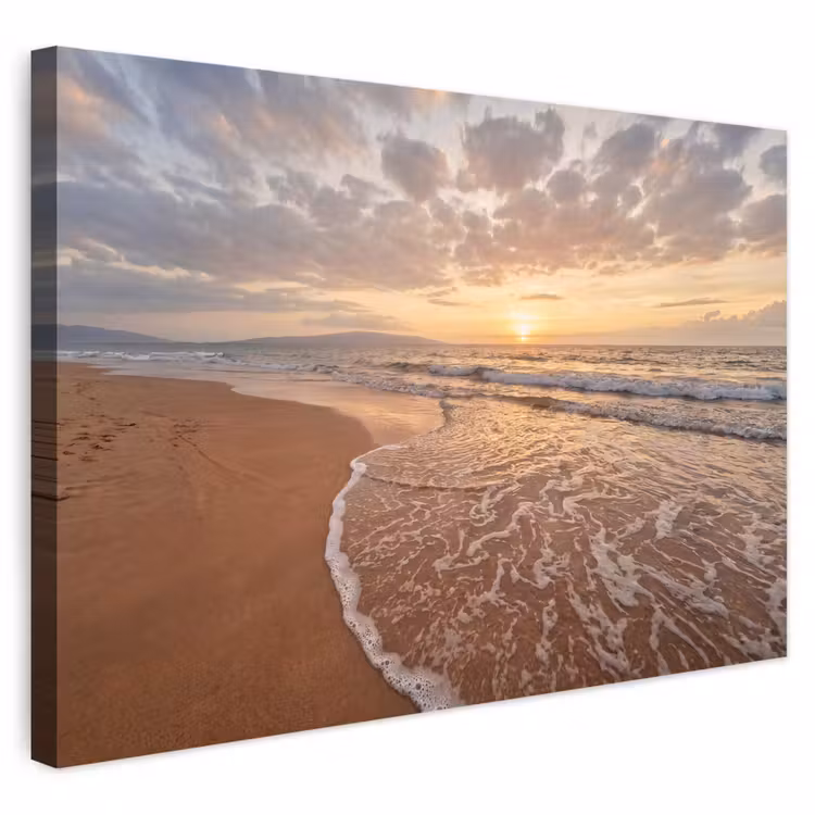 Buiten canvas - Zee - Kustlijn - Wolken - Landschap - Oranje — 1