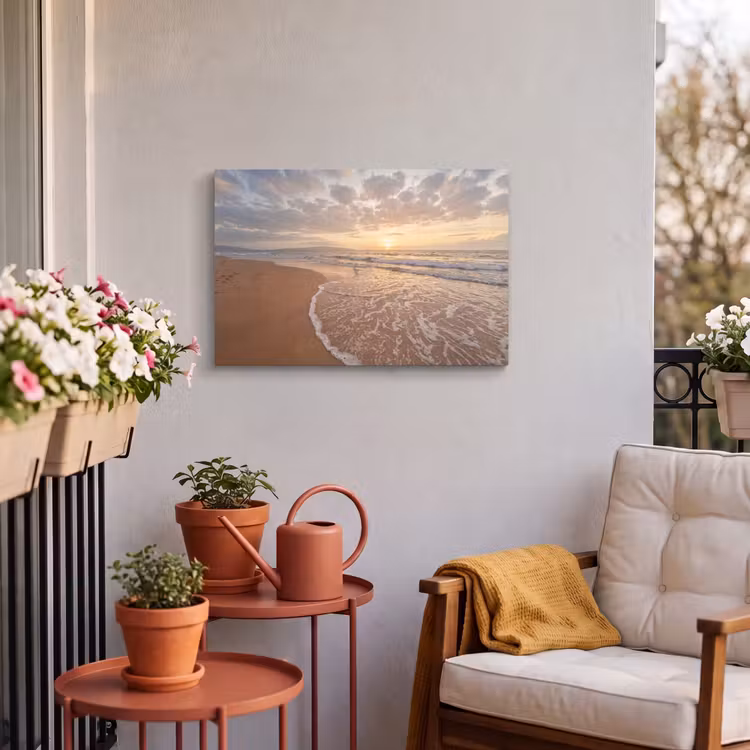 Buiten canvas - Zee - Kustlijn - Wolken - Landschap - Oranje — 3