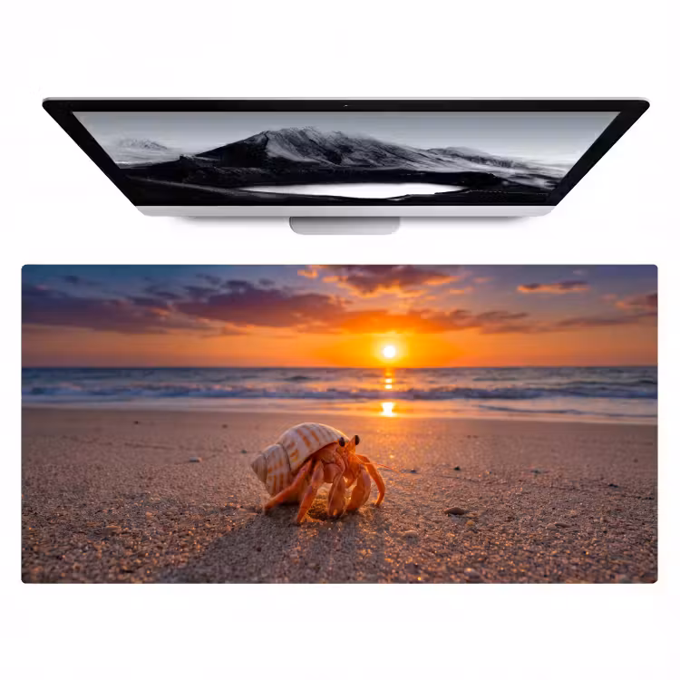 Bureau onderlegger - Kreeft - Strand - Natuur - Zonsondergang - Oranje — 1