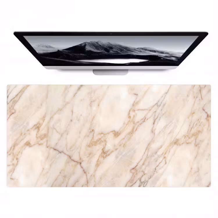 Bureau onderlegger - Marmer - Ader - Abstract - Wit - Goud — 1