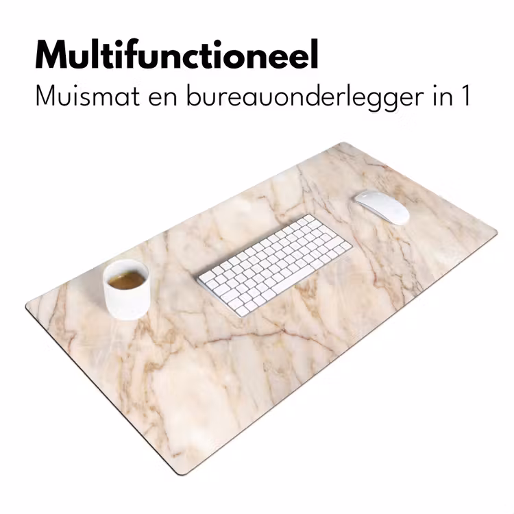 Bureau onderlegger - Marmer - Ader - Abstract - Wit - Goud — 7