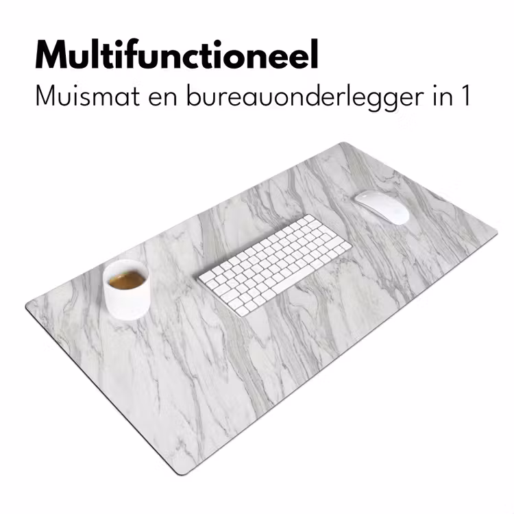 Bureau onderlegger - Marmer - Wit - Grijs - Structuur - Modern — 7