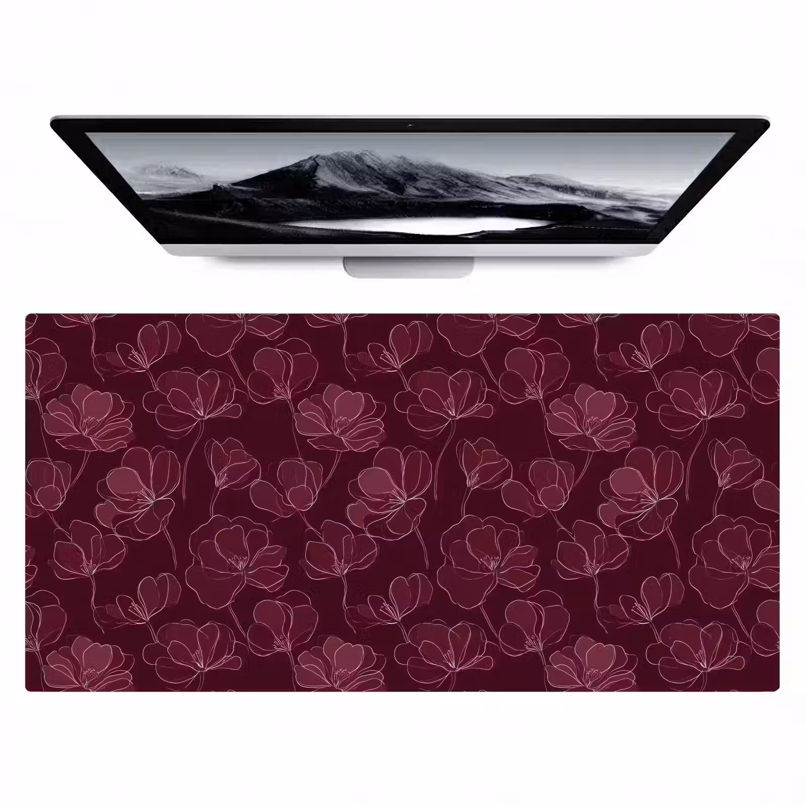 Bureau onderlegger - Bloemen - Patroon - Bordeauxrood — 1