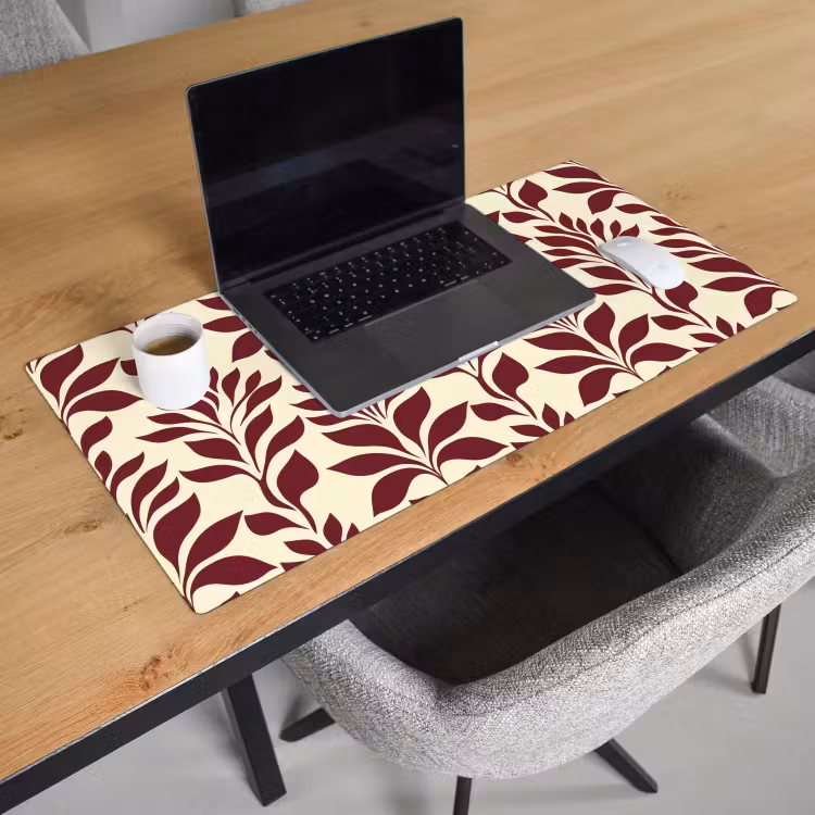 Bureau onderlegger - Abstract - Bladeren - Burgundy — 3