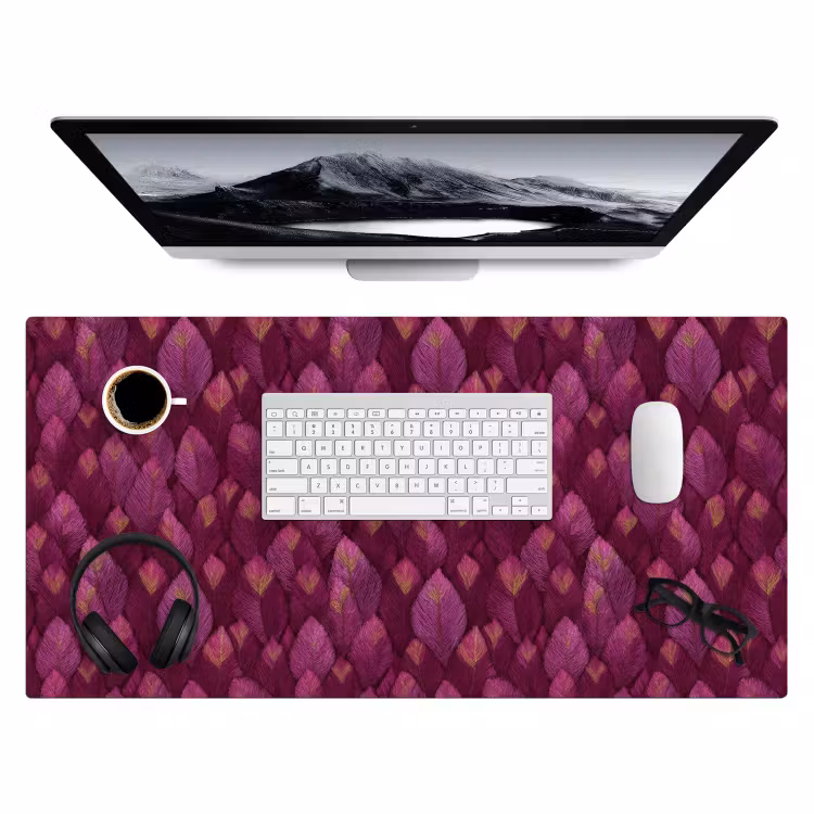 Bureau onderlegger - Bladeren - Patroon - Burgundy — 4