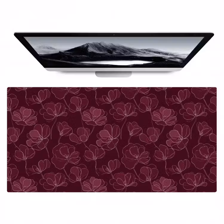 Bureau onderlegger - Bloemen - Patroon - Bordeauxrood — 1