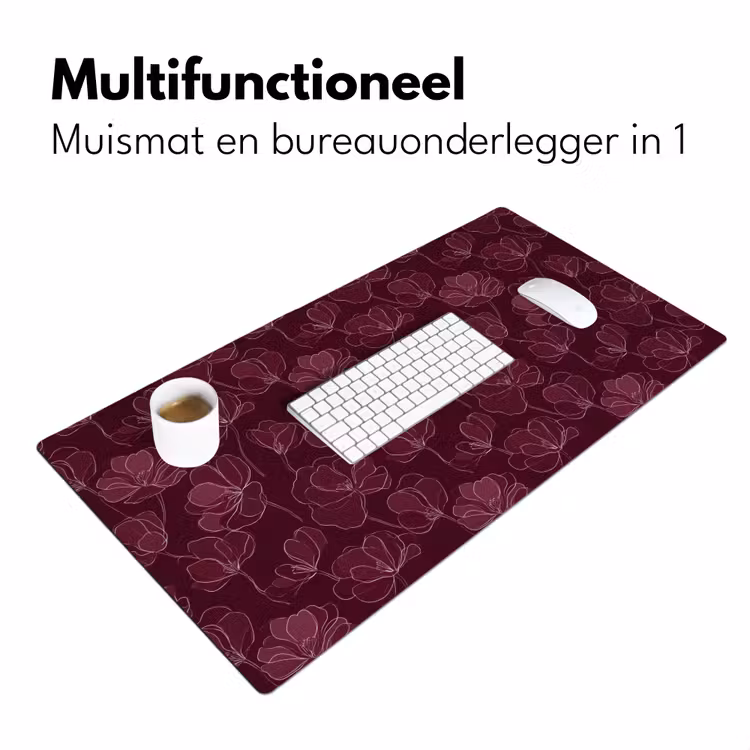 Bureau onderlegger - Bloemen - Patroon - Bordeauxrood — 7