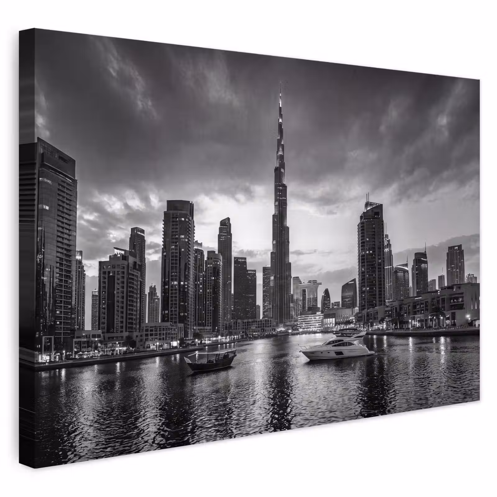 Buiten canvas - Stad - Skyline - Architectuur - Avond - Zwart-wit — 1