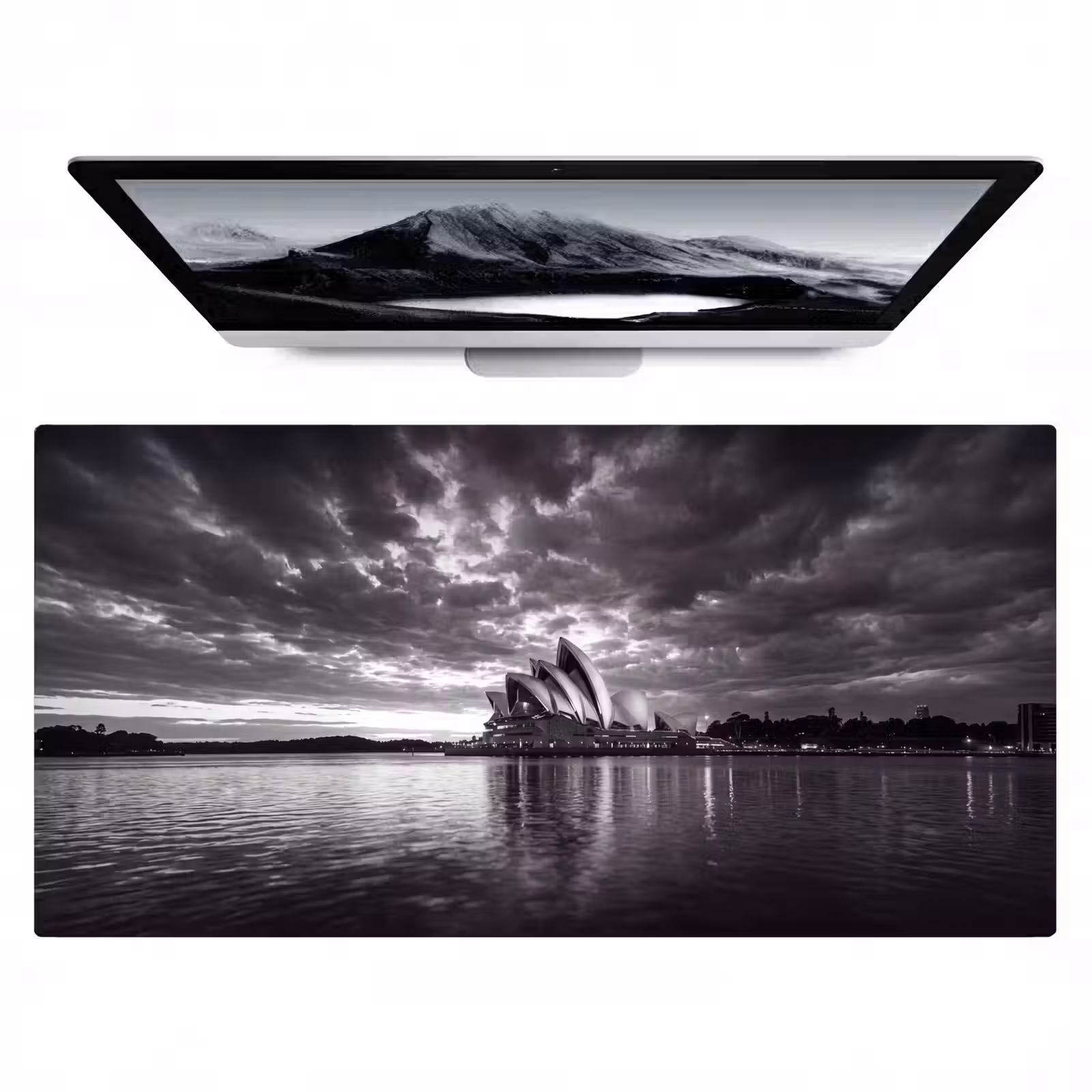 Bureau onderlegger - Architectuur - Water - Stad - Modern - Zwart-wit — 1
