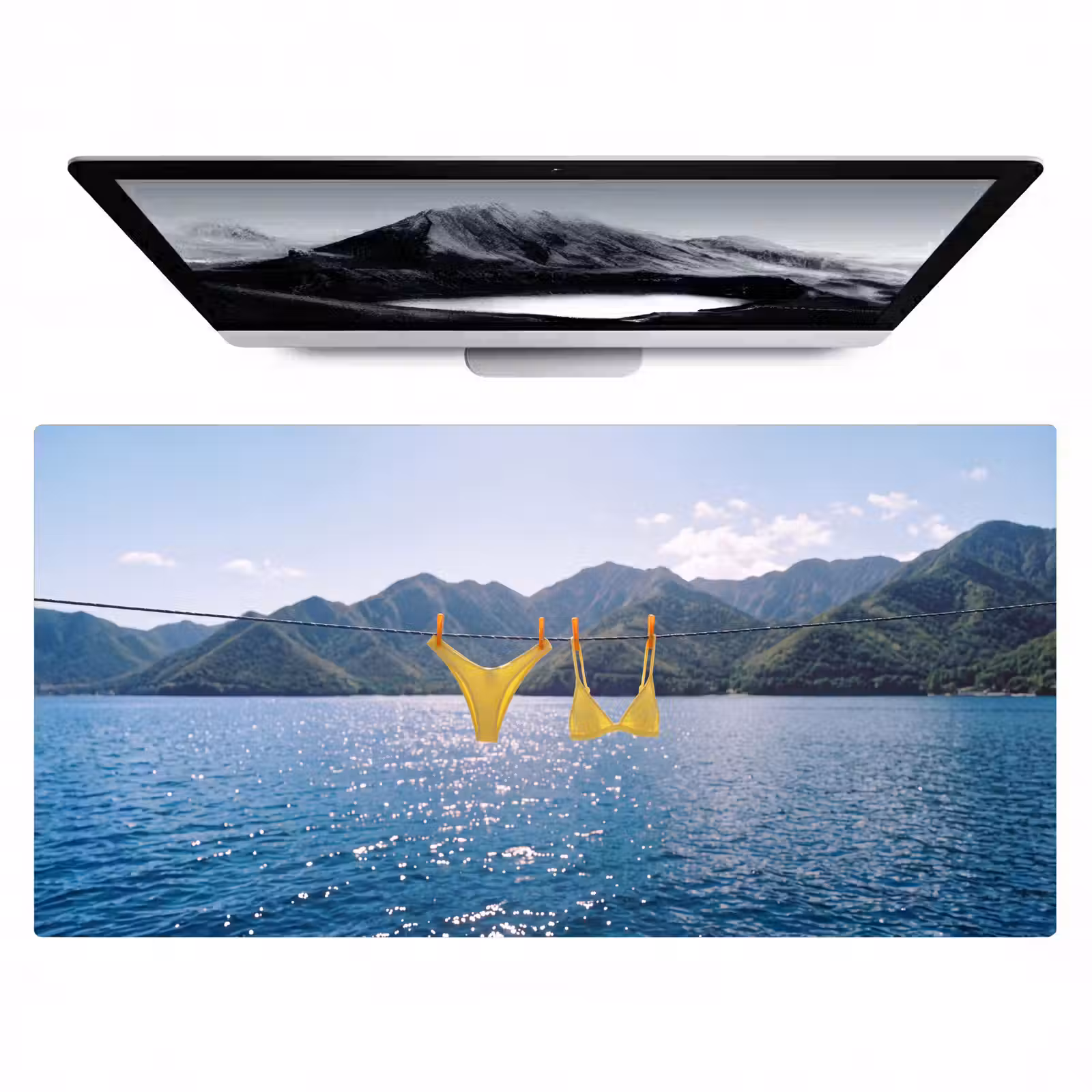 Bureau onderlegger - Badmode - Bikini - Zee - Bergen - Geel — 1