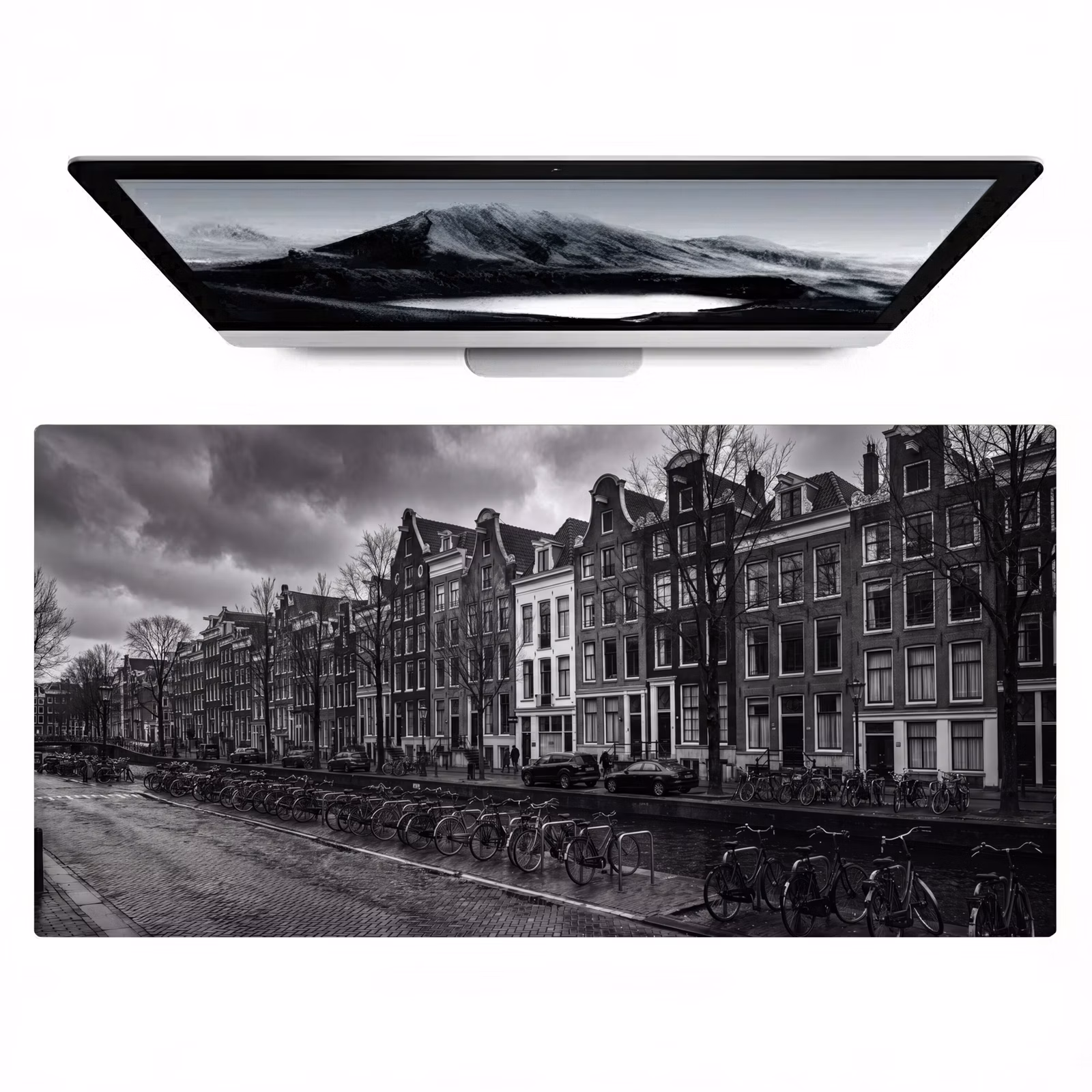 Bureau onderlegger - Huis - Gracht - Amsterdam - Architectuur - Zwart-wit — 1