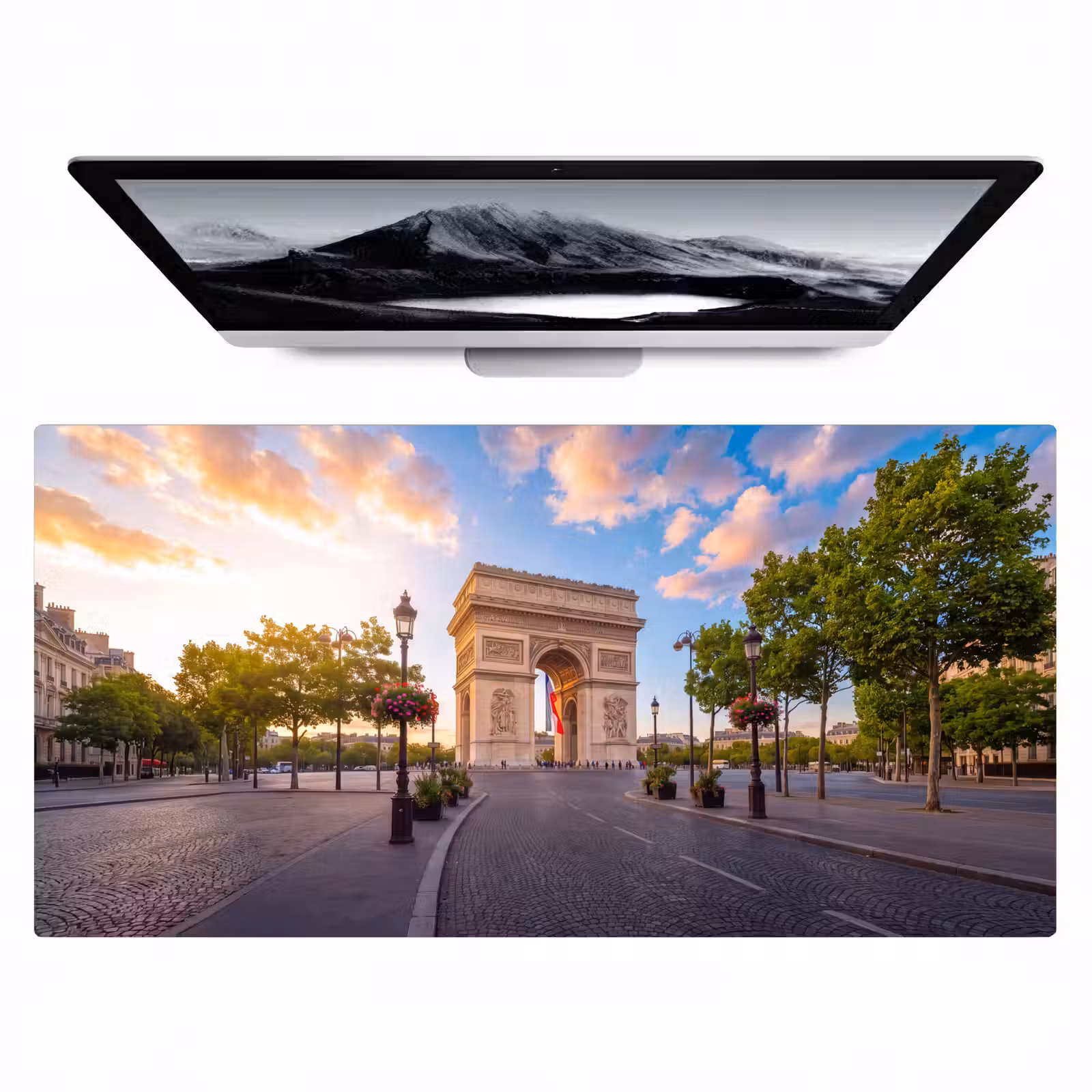 Bureau onderlegger - Monument - Parijs - Zonsondergang - Architectuur - Goud — 1
