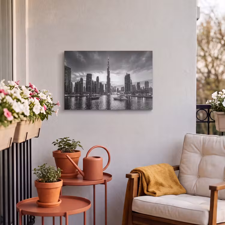 Buiten canvas - Stad - Skyline - Architectuur - Avond - Zwart-wit — 3