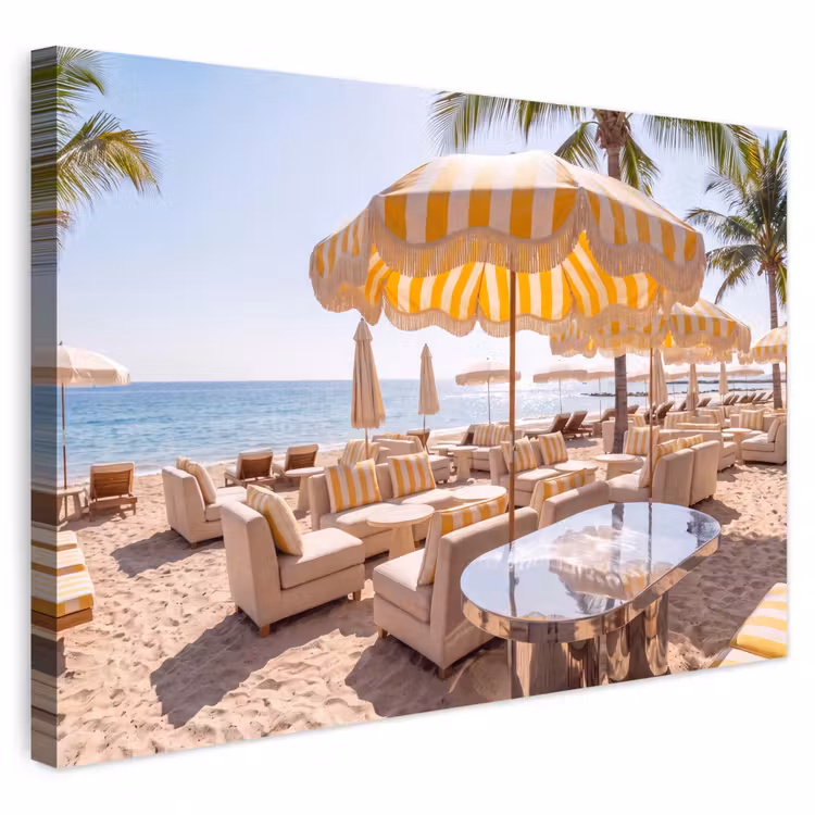 Buiten canvas - Strand - Ligbedden - Vakantie - Modern - Geel — 1