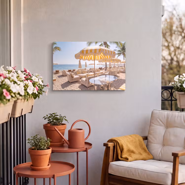 Buiten canvas - Strand - Ligbedden - Vakantie - Modern - Geel — 3