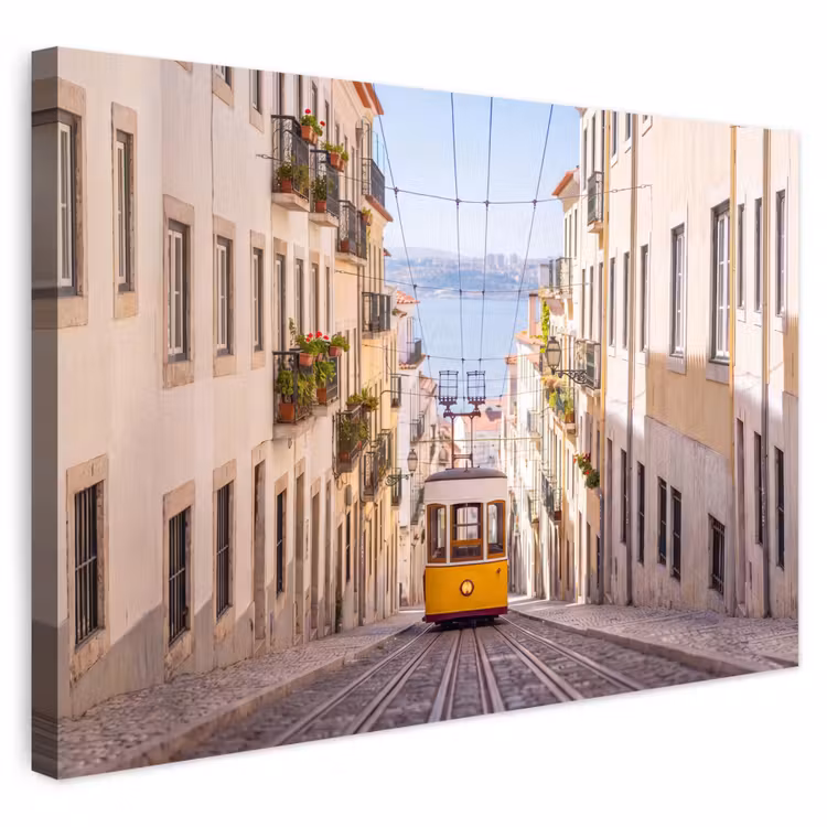 Buiten canvas - Tram - Straat - Stad - Architectuur - Geel — 1