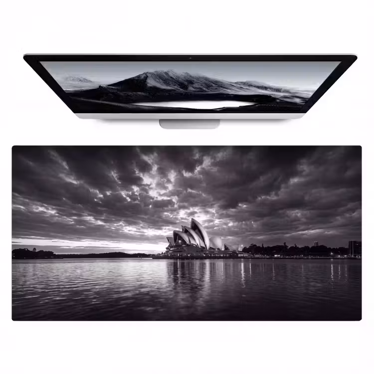 Bureau onderlegger - Architectuur - Water - Stad - Modern - Zwart-wit — 1