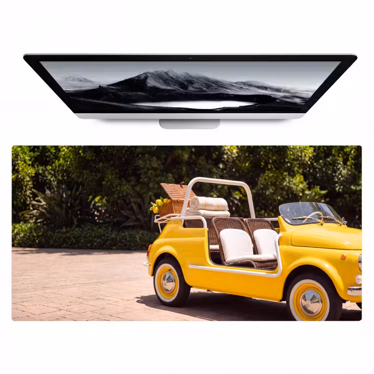 Bureau onderlegger - Auto - Picknick - Zomer - Geel — 1
