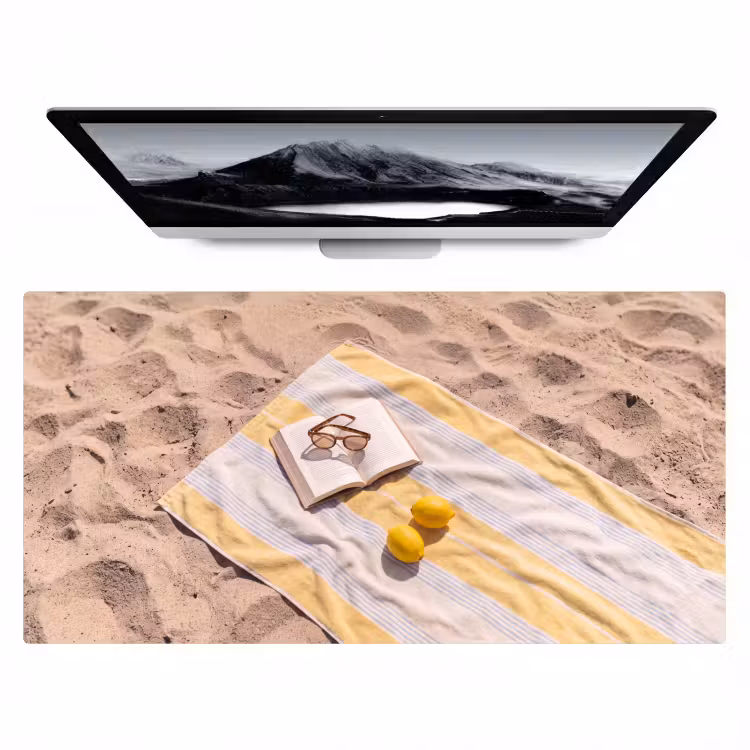 Bureau onderlegger - Boek - Zonnebril - Strand - Zomer - Geel — 1