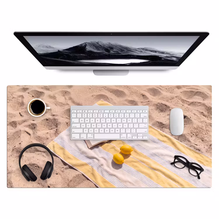 Bureau onderlegger - Boek - Zonnebril - Strand - Zomer - Geel — 4