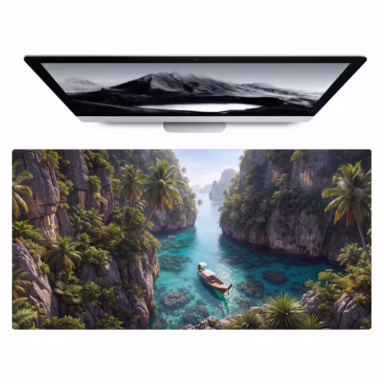 Bureau onderlegger - Eiland - Tropisch - Water - Palmbomen - Natuur — 1