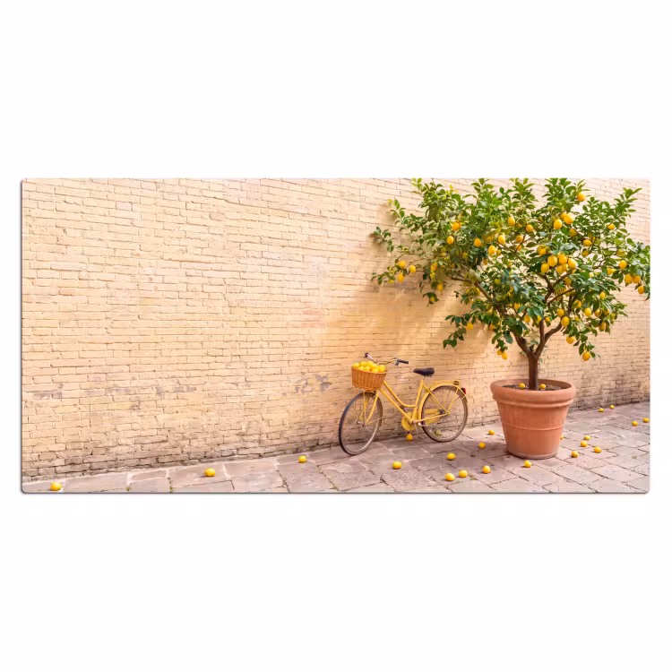 Bureau onderlegger - Fiets - Mand - Eten - Geel - Zomer — 2