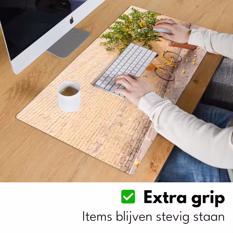 Bureau onderlegger - Fiets - Mand - Eten - Geel - Zomer — 6