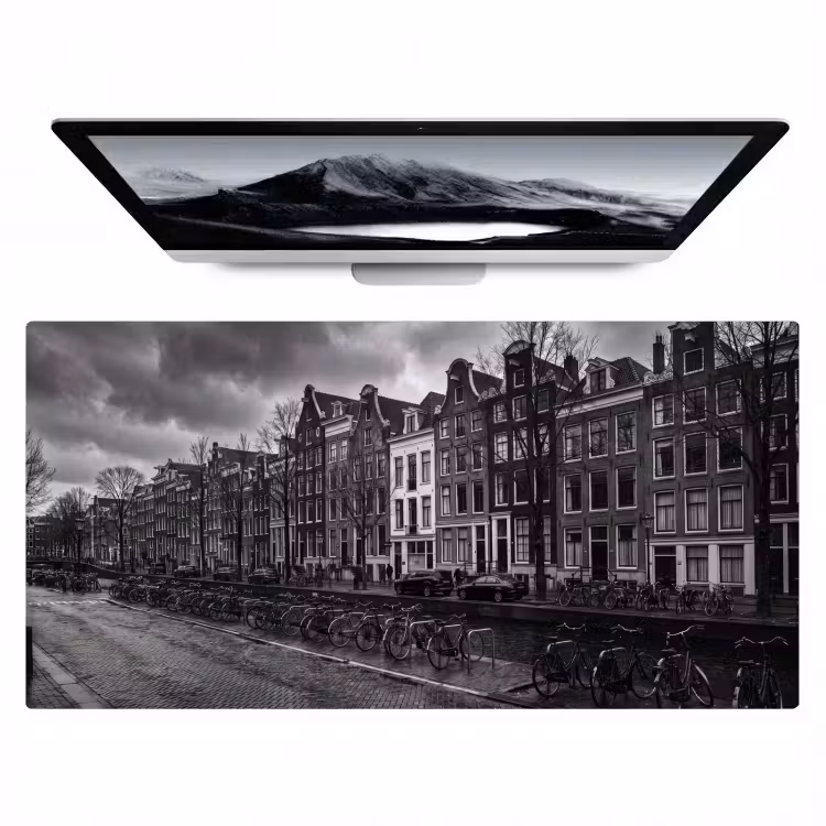 Bureau onderlegger - Huis - Gracht - Amsterdam - Architectuur - Zwart-wit — 1
