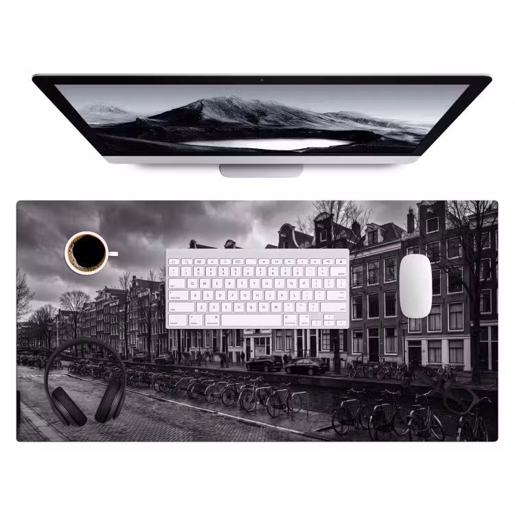 Bureau onderlegger - Huis - Gracht - Amsterdam - Architectuur - Zwart-wit — 4