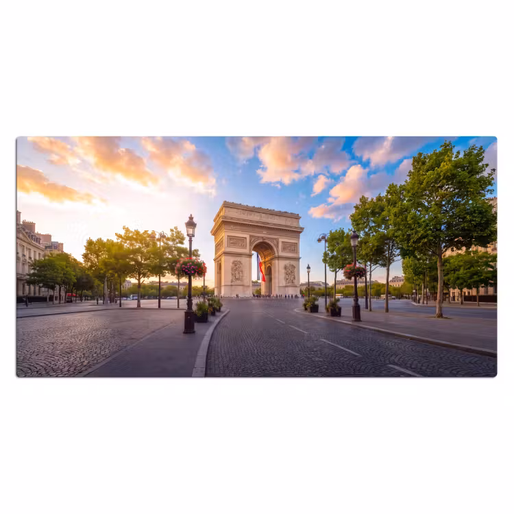 Bureau onderlegger - Monument - Parijs - Zonsondergang - Architectuur - Goud — 2