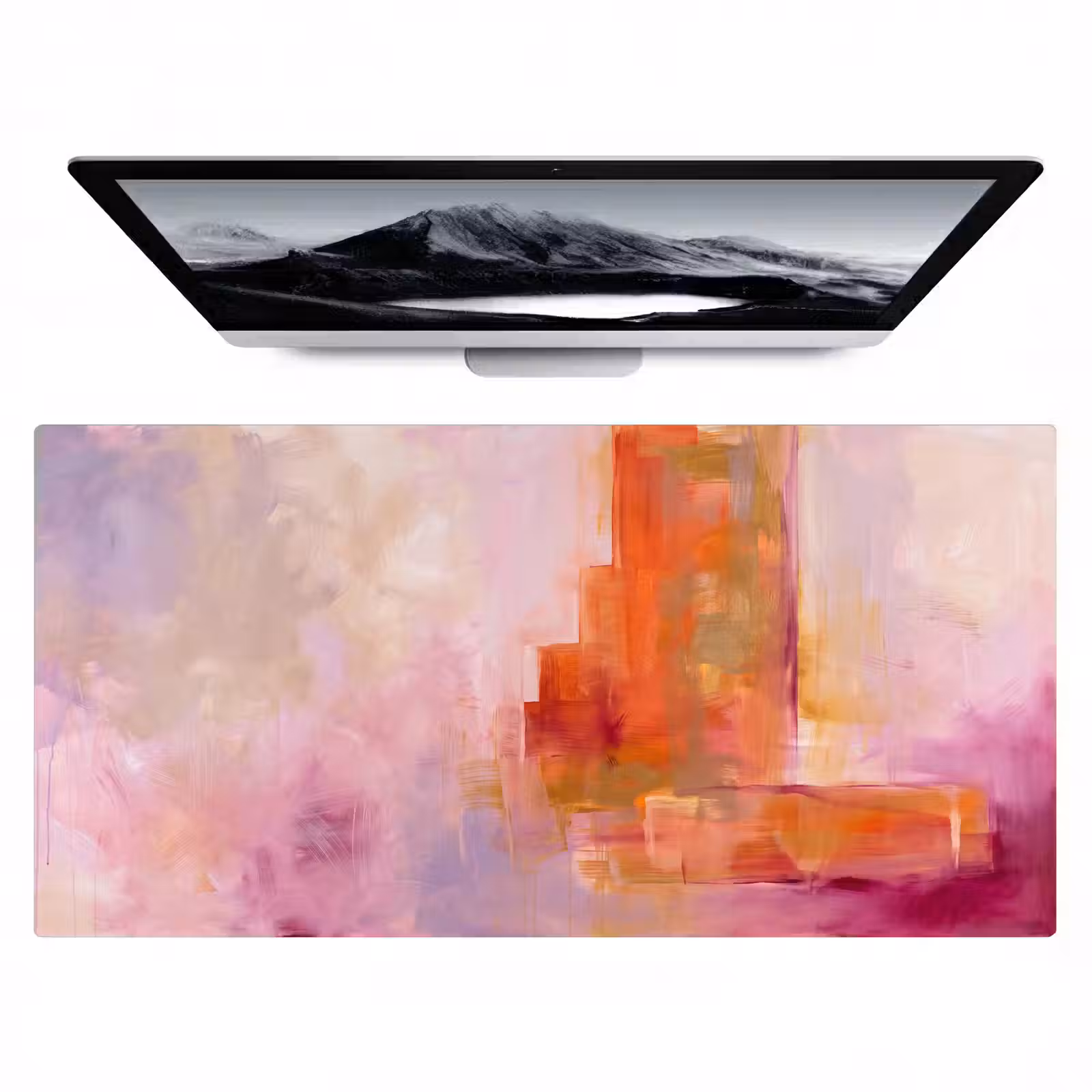 Bureau onderlegger - Abstract - Borstelstreken - Kunst - Paars - Goud — 1