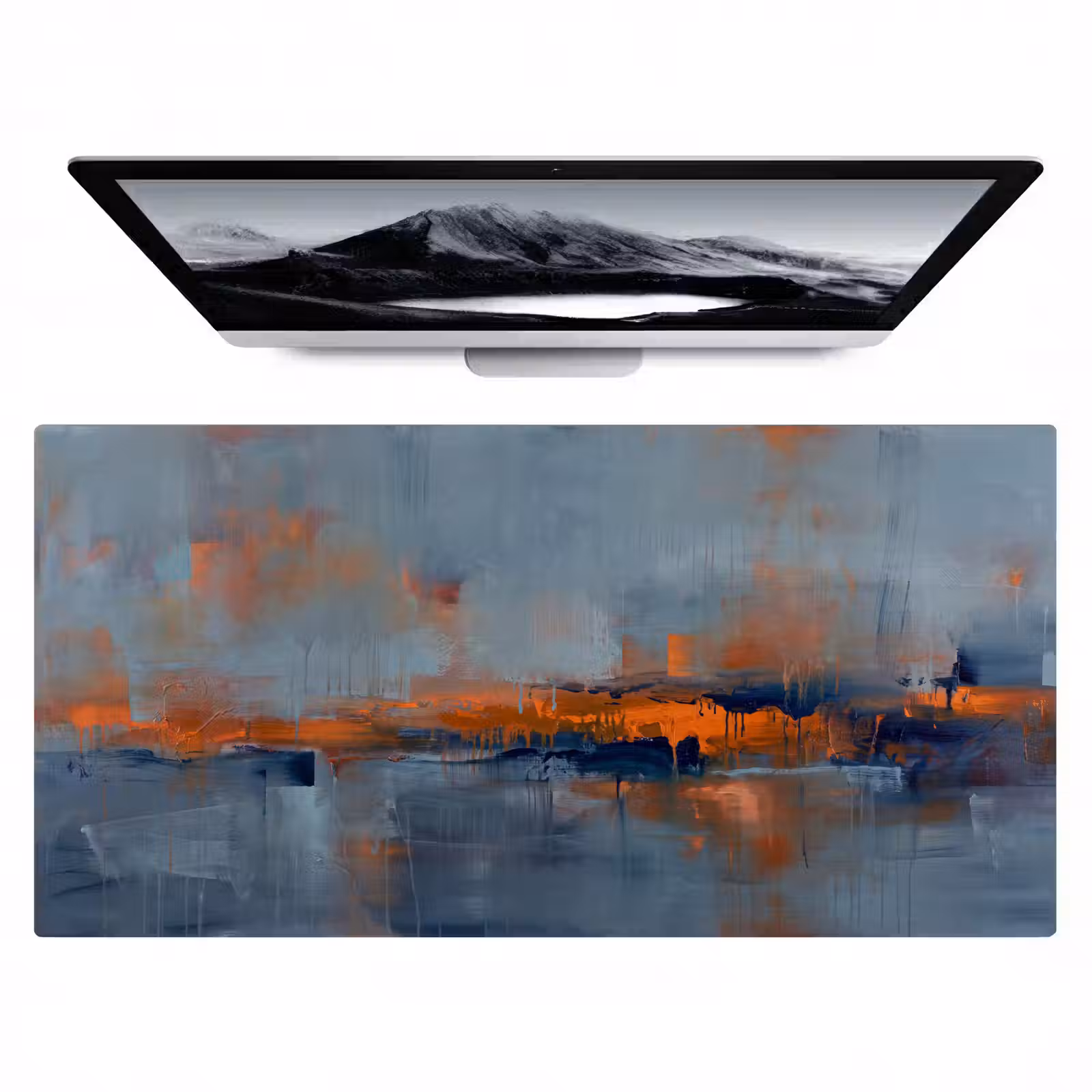 Bureau onderlegger - Abstract - Kleuren - Modern - Oranje - Grijs — 1
