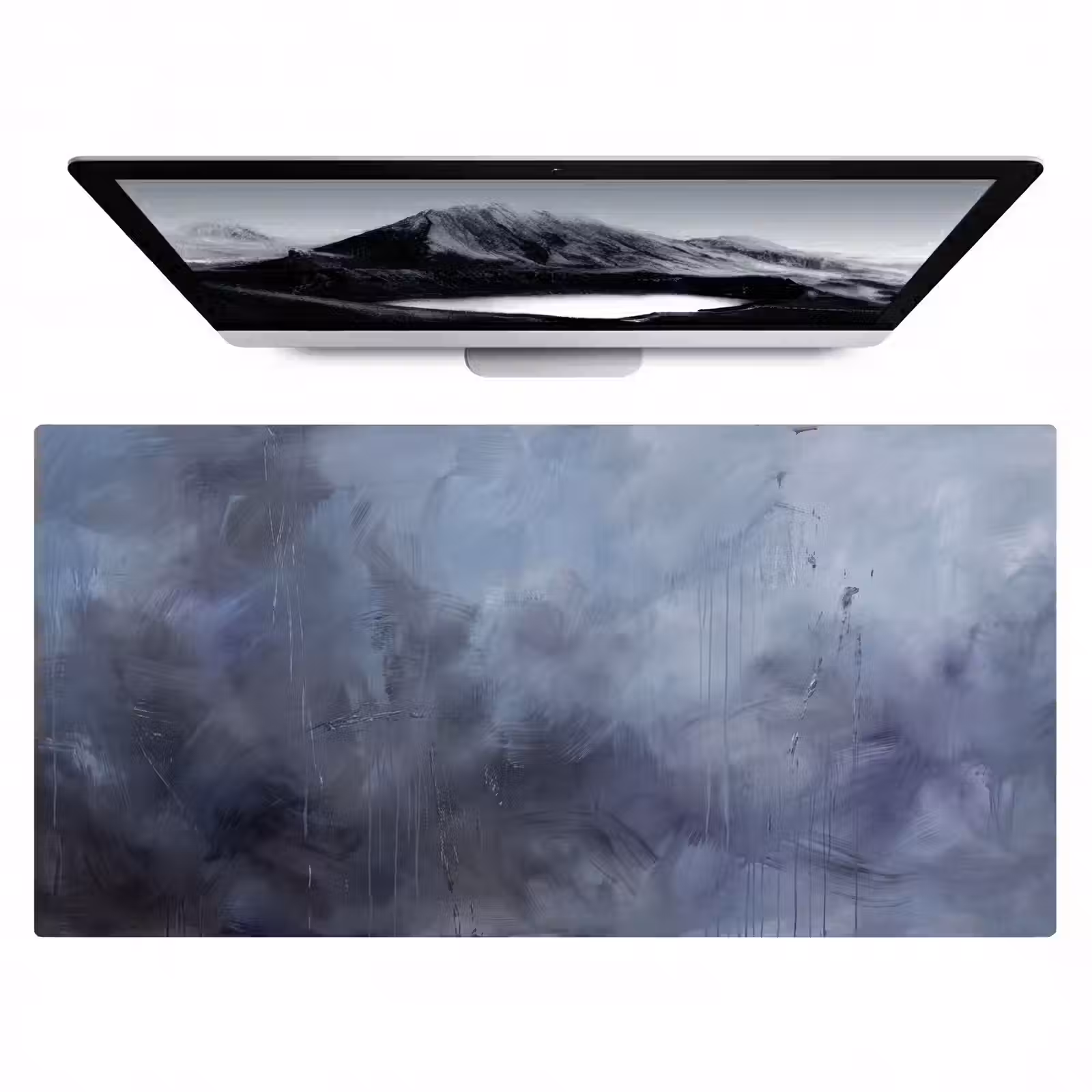 Bureau onderlegger - Abstract - Kwaststreken - Modern - Kunst - Grijs — 1
