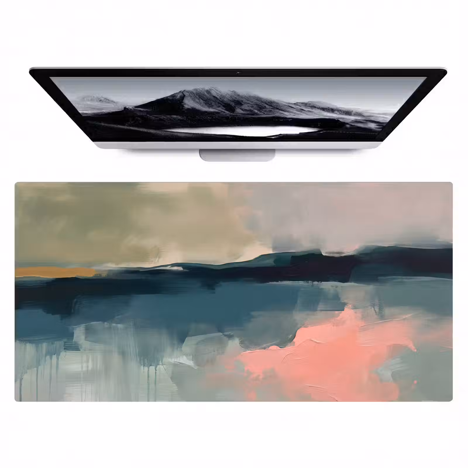 Bureau onderlegger - Abstract - Landschap - Kunst - Modern - Groen - Blauw — 1