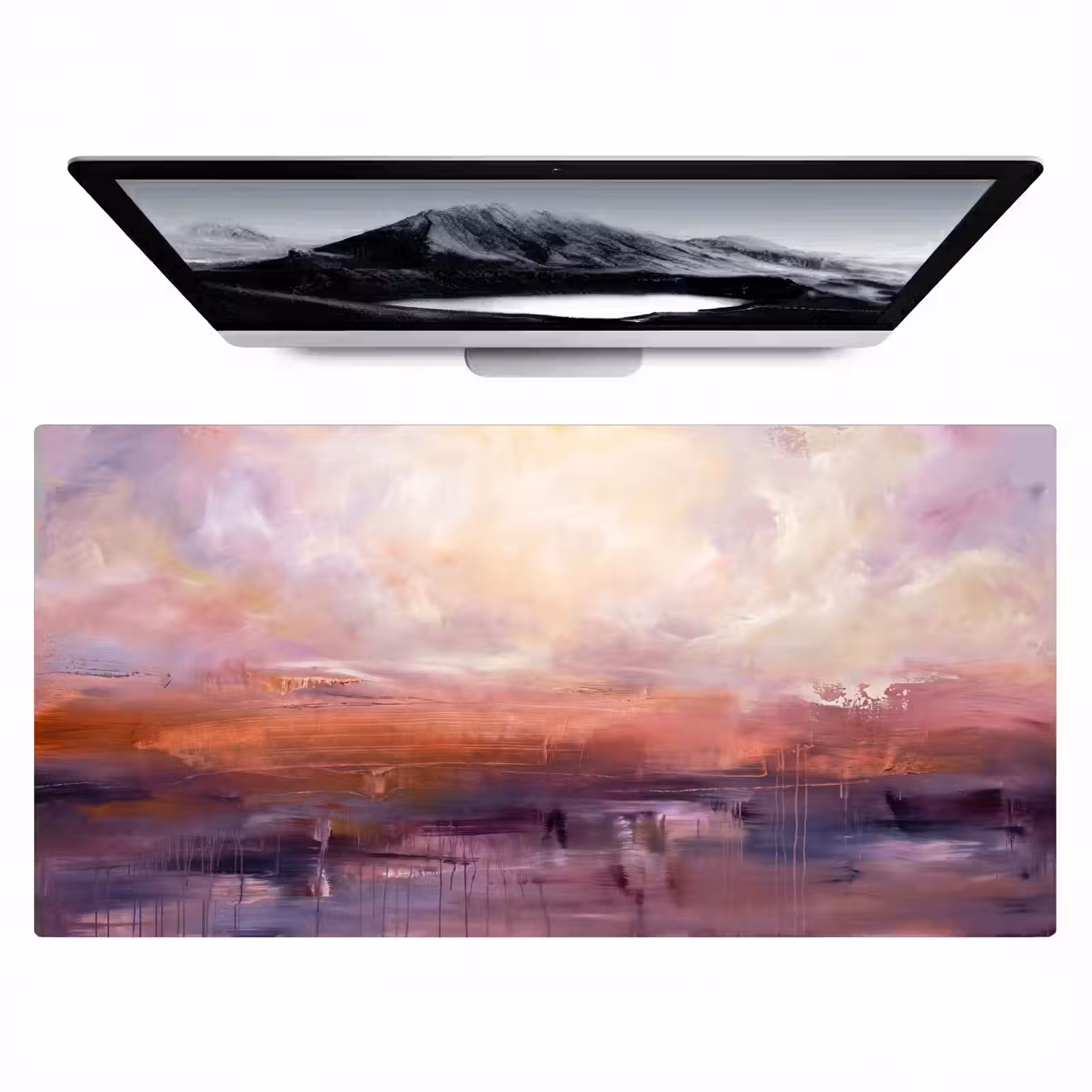Bureau onderlegger - Abstract - Landschap - Modern - Paars - Oranje — 1