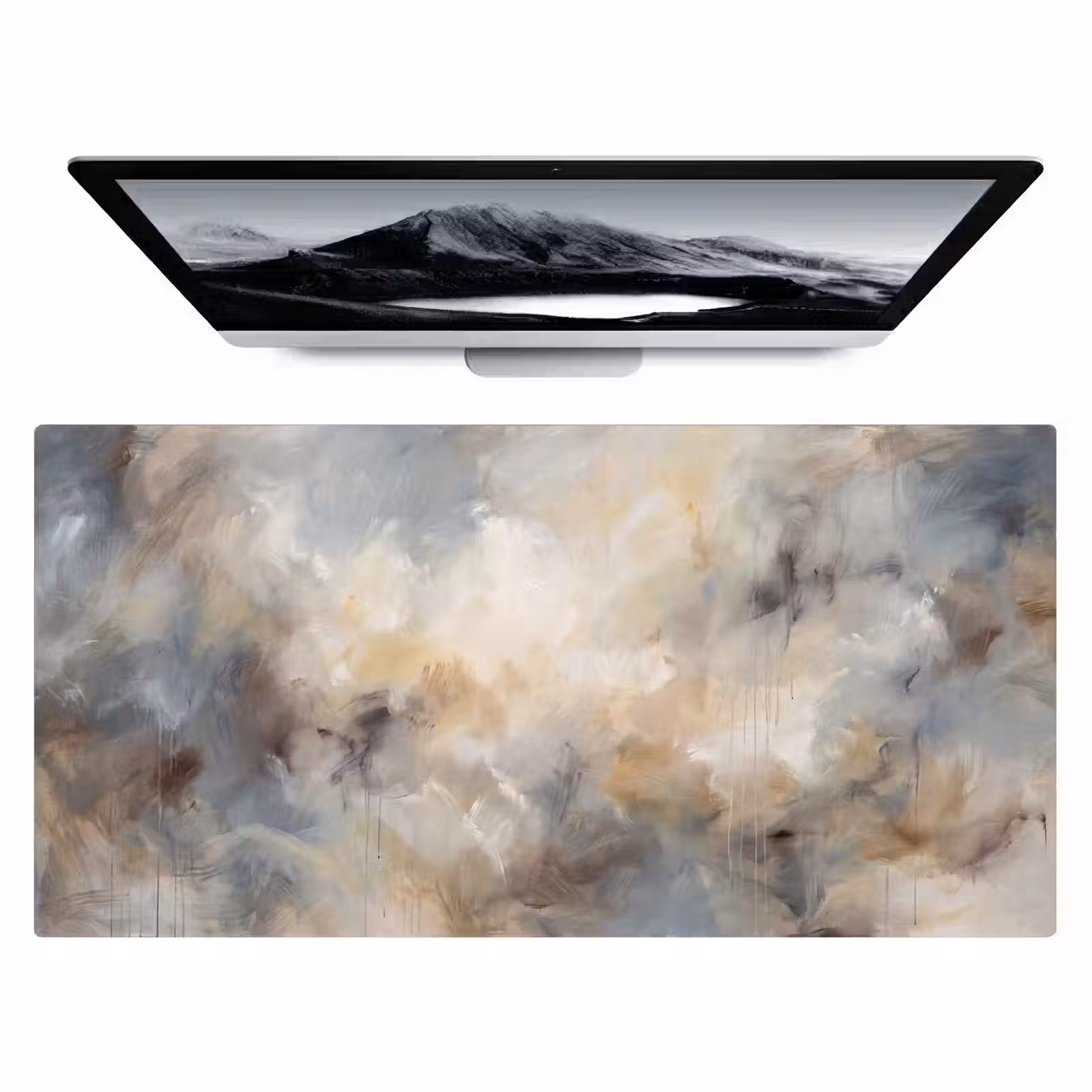 Bureau onderlegger - Abstract - Wolken - Sfeervol - Beige - Grijs — 1