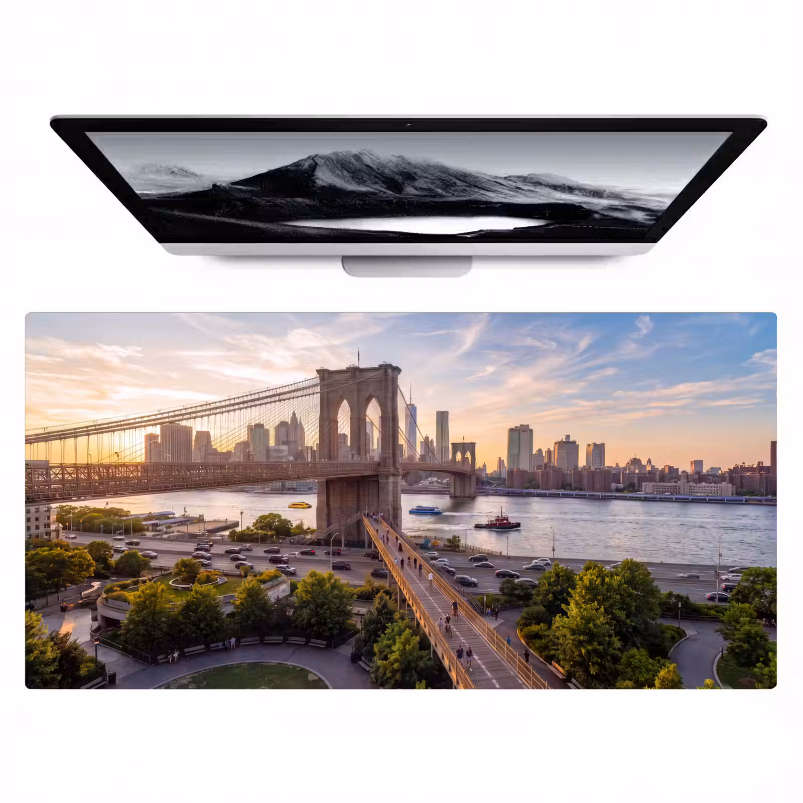 Bureau onderlegger - Brug - Rivier - Stad - Zonsondergang - Architectuur — 1