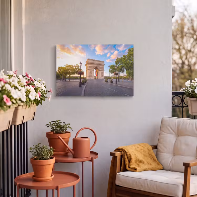 Buiten canvas - Monument - Parijs - Zonsondergang - Architectuur - Goud — 3