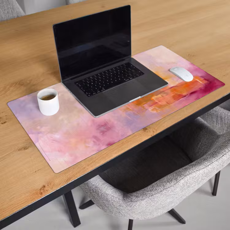 Bureau onderlegger - Abstract - Borstelstreken - Kunst - Paars - Goud — 3