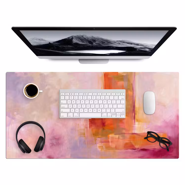 Bureau onderlegger - Abstract - Borstelstreken - Kunst - Paars - Goud — 4