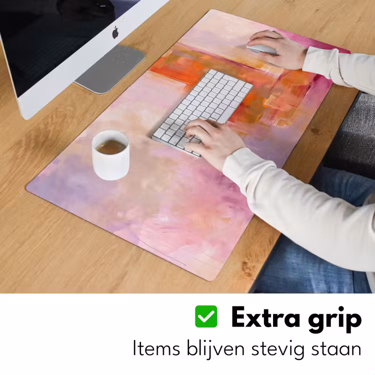 Bureau onderlegger - Abstract - Borstelstreken - Kunst - Paars - Goud — 6